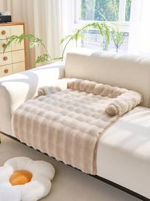 Faux Rabbit Fur Pet Sofa Pad, Pet Sofa Accessory, Thickened Pet Bed-Style Sofa Cushion, Pet-Friendly Sofa Seat Pad, Non-Slip Bottom, Easy To Clean, Suitable For Cats And Dogs - Khaki - View 2