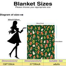 1pc Christmas Deep Green Gingerbread Man, Snowman, Christmas Tree, Candy Cane Print Flannel Blanket, Soft Polyester Fiber Throw, All Season Use, Suitable For Sofa, Camping, Travel, Holiday Gift - Multicolor - View 11