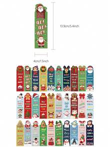 30pcs Christmas Bookmarks Cute Cartoon Santa Claus Paper Bookmarks To Decorate Books, Mark Pages, Gift Cards, And Journal Cards - A - View 2