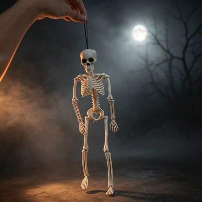 1pc Halloween Foldable Full Body Skeleton Hanging Decor, Haunted House Escape Room Scene Prop, Day Of The Dead Decoration