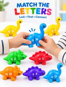 Dinosaur Letter Matching Plug-In Toy Children Cognitive Letter Number Pattern Educational Assembly Early Learning Toy Children Dinosaur Plug-In Matching Toy Letter Number Pattern Cognitive Hands-On Assembly Educational Teaching Aid - Multicolor - View 11