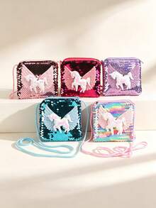 1pc Unicorn Crossbody Bags, Holiday Small Gift Wallets Party Gifts, Birthday Christmas Coin Purses - Multicolor - View 3