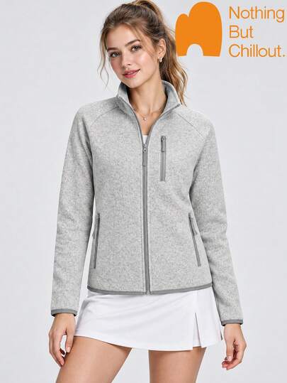Chaqueta minimalista para mujer NBCT con cuello alto, diseño a prueba de viento y color contrastante, chaqueta de exterior cálida con múltiples bolsillos, cómoda y amigable con la piel, abrigo para uso diario y desplazamientos urbanos