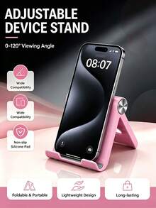 1pc Multi-Angle Foldable Portable Cheap Desktop Phone Holder,High-Quality ABS Desktop Stand,Compact Lightweight Pocket Size,Bedroom/Room Decration,Suitable For All Smartphones Tablets,Desk Accessaries,Home Daily Essential,Travel Phone Accessaries - Multicolor - View 2