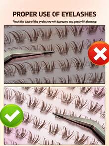 80 Clusters Brown Cartoon False Eyelashes, Natural 3D Segmented Eyelash Clusters, DIY Single Cluster Eyelashes For Beginners, Atmospheric Eye Makeup, No Glue Needed, Simple And Convenient - C - View 6