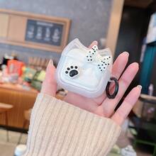 1pc Apple Bluetooth Earphone Case Protective Cover 5 Protective Shell Cute Cat Paw Bow Design Pro Earphone Case Boyfriend Girlfriend Gift - White Polka Dot Bow - View 8