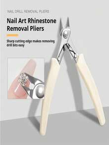 Upgraded Cream White Metal Heavy Duty Nail Rhinestone Remover, Diamond Decoration Scissor Rhinestone Remover, Diamond Decoration Scissor... With Card Packaging, Professional Salon Nail Tools - Multicolor - View 1