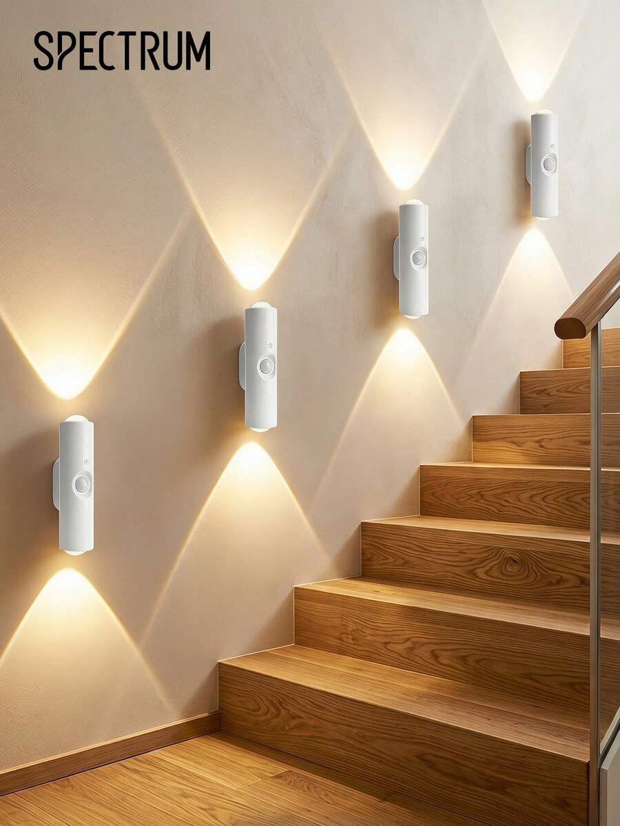 Teckwe 4pcs Magnetic Sensor Wall Lamp, Bedroom Decor Nightlight, Mountain Landscape Spotlight, LED Soft Light For Home Decor, 400mAh - one-size - View 1