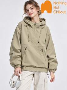 NBCT Women's Urban Casual Minimalist Utility Half-Zip Pullover Functional Jacket, Versatile Lightweight Outdoor Coat For Daily Wear, Camping And Hiking - Cheese Coffee - View 1