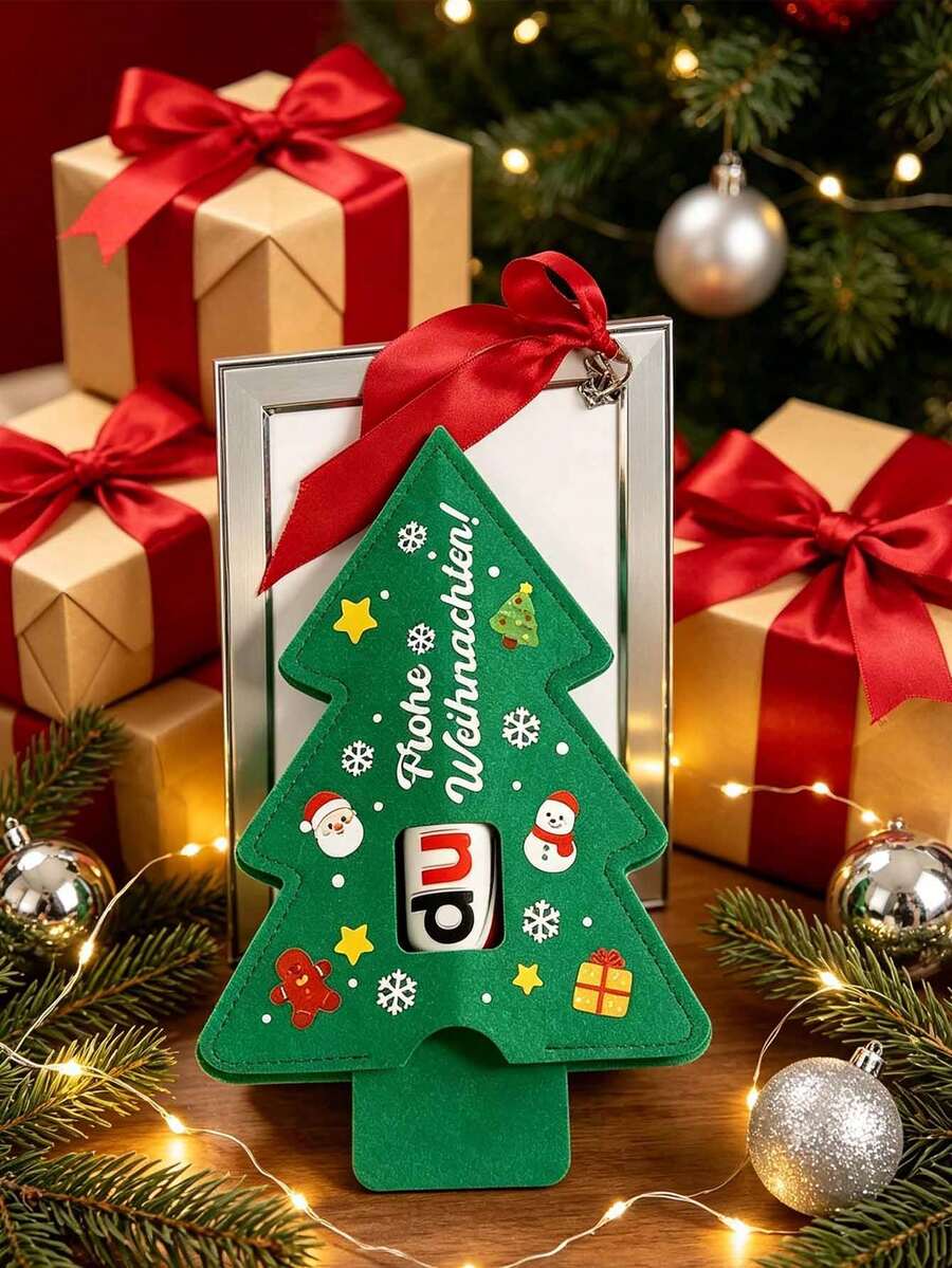 7pcs/Set Christmas Tree Gift Sleeve, Santa Snowman Pattern Holder, Holiday Gift Packaging - Multicolor - View 1