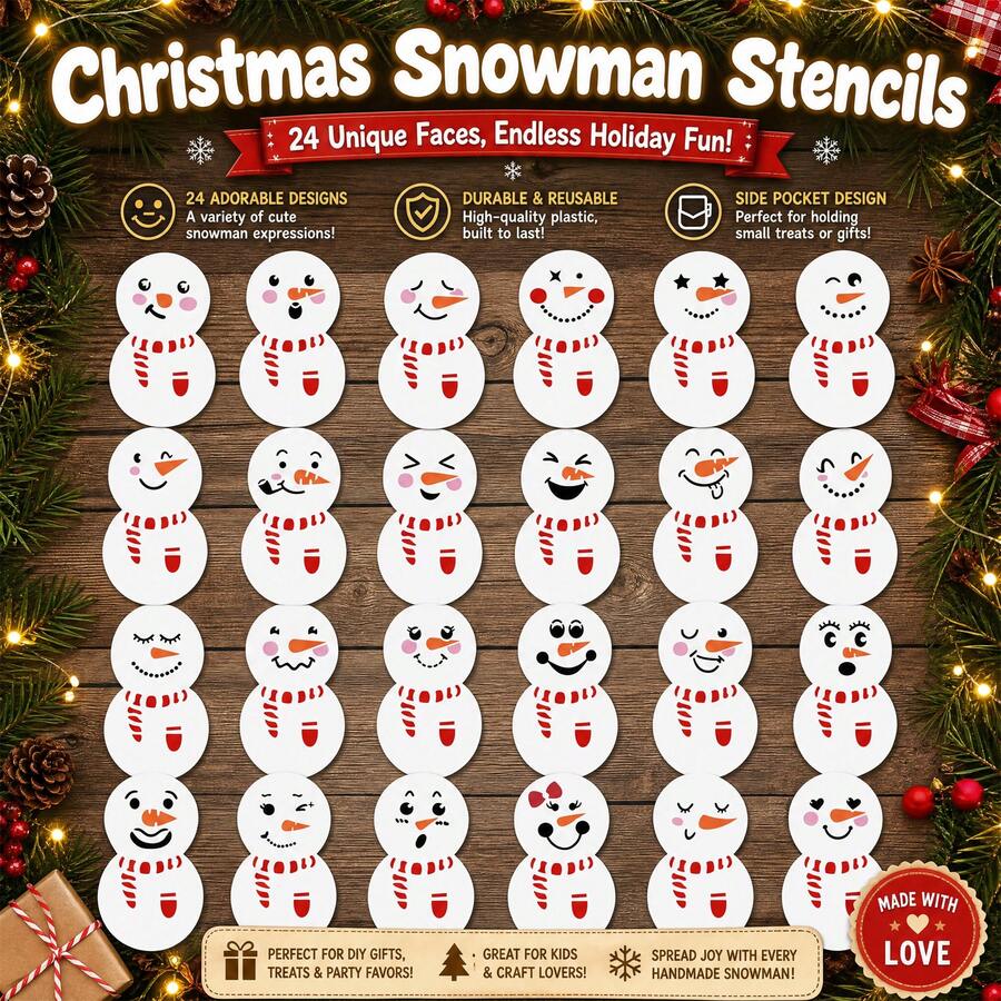 Snowman Face Stencils For Crafts Reusable Christmas Stencils ...