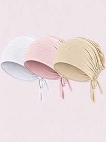 CONFLASS 1/3 buah Jilbab Wanita Lembut dengan Tali Elastis, Penutup Kepala Muslim, Topi Tidur Bernapas untuk Rambut Keriting, Dapat Disesuaikan untuk Penggunaan Sehari-hari & Malam Hari, Tersedia Berbagai Warna - topi bagian bawah bertali - View 24