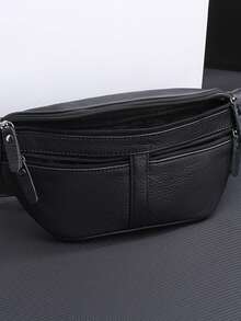 Tas Dada Pria Warna Hitam, Tas Selempang Kasual dengan Desain Multi-Saku, Tas Bahu Tahan Air Kapasitas Besar untuk Perjalanan, Kerja, dan Penggunaan Sehari-hari - Hitam - View 7