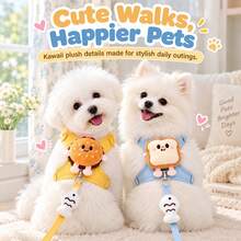 Cute Hamburger & Toast Doll Cat Harness And Leash Set, Escape‑Proof Adjustable Soft Pet Vest Harness For Kitten Small Dog Outdoor Walking - Multicolor - View 2