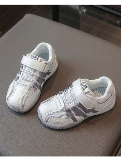 Korean Style Webbing Kids Casual Shoes, Colorblock Versatile Baby Shoes, Lightweight Mesh Fabric, Hook And Loop Easy On/Off, Unisex Toddler Sports Shoes