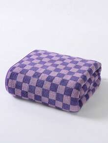 1pc/2pcs - Checkerboard Pattern Bath Towel & Hair Drying Cap, Bath Towel Size 90*170 Cm, Matching Checkerboard Pattern Hair Drying Cap, Soft And Thick, Quick-Drying. Classic Checkerboard Appearance, Skin-Friendly Fabric, No Shedding. Multiple Colors Available, Home Bathing, Combining Aesthetics And Practicality. - Multicolor - View 16