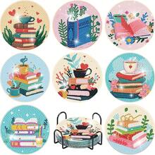 8pcs Christmas 5D DIY Diamond Painting Coaster Kit, Full Drill Rhinestone Art Cup Mat, Non-Slip Handmade Table Decor, Xmas Craft Gift For Adults Kids - A - View 10