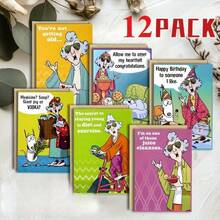 12pcs (6 Cards + 6 Envelopes) Humorous Cartoon Comic Card Set, Blank Birthday, Anniversary, Valentine's Day, Christmas, New Year Greeting Cards, Paper Material, With Envelopes, Suitable For Family And Friends, Celebration - A - View 4