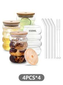 KEMORELA 1pc/2pcs/4pcs Transparent Glass Cup, Cold Drink Cup, Breakfast Milk Cup, Cocktail Cup - White - View 8