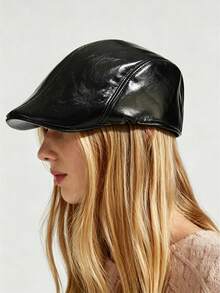 1pc Women's Black Flat Top Beret Hat, Autumn/Winter Versatile Painter Hat, Pumpkin Hat - Multicolor - View 20