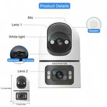szsinocam Kamera Keamanan WiFi 2.4G Lensa Ganda 1080P, Deteksi Manusia & Hewan Peliharaan AI, Penglihatan Malam Berwarna Penuh, Audio Dua Arah, Peringatan Gerak, IP66, Untuk Rumah, Halaman, Dalam Ruangan, dan Luar Ruangan - Putih - View 10