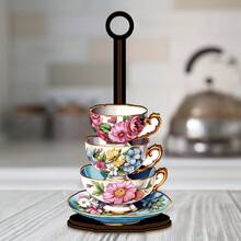 This Kitchen Paper Towel Holder Features A Stylish Teacup Pattern, Can Also Be Used As A Bathroom Toilet Paper Holder, And Is Suitable As A Decoration For Afternoon Tea Gatherings, As Well As For Use In The Kitchen, Living Room And Other Areas. - Multicolor - View 4