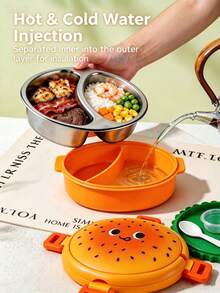 Creative Hamburger Shaped Portable Lunch Box, 304 Stainless Steel Divided Compartment Bento Box, Outdoor Picnic Portable Fresh-Keeping Food Container - Multicolor - View 6