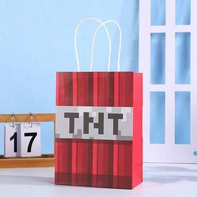Hasbro 12 piezas Bolsas de regalo de papel kraft Asmodee Minecraft para fiesta de cumpleaños, bolsas de papel con dibujos animados para recuerdos de fiesta, Halloween, Navidad, empaque de regalos de regreso a la escuela (estilo aleatorio - 12 piezas)