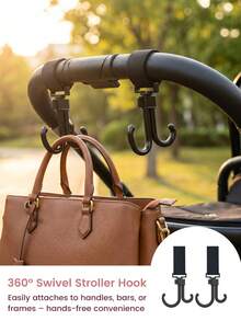 Pengait Kereta Bayi yang Dapat Diputar 360°, Klip Gantungan Tas Universal, Aksesori Gantungan Organizer Kereta Bayi Putar Ganda, 2 Buah/Set - MultiWarna - View 6