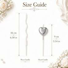 13pcs Birthday Cake Candles Set, Includes 12 Pearl White Wavy Curve Candles + 1 Silver Heart-Shaped Candle, Minimalist Luxury Texture - View 6