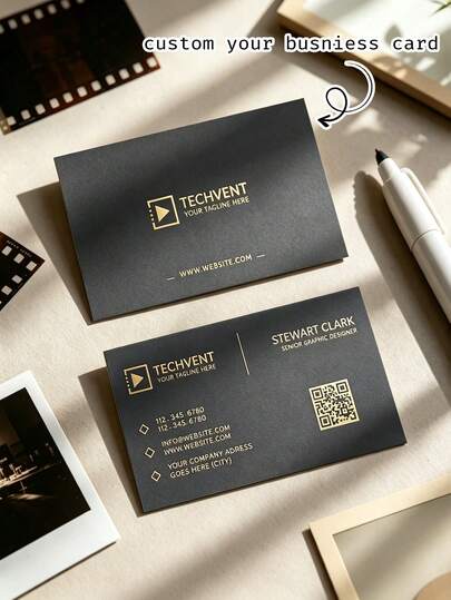 500/1000PC Double-Sided Customized Business Cards, Personalized QR Code Business Cards, Customizable Printing Of Name, Phone, Address, Logo, Text Information, Professional Business Cards For Workplace, Office, Company Employees, Business Marketing, Social, Personal Promotion