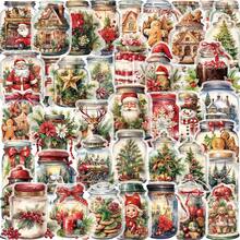 50pcs Christmas Bottle Decorative Stickers, Transparent PET Material, Warm Patterns Decorations , Suitable For Decorating Dorm Storage Boxes, Tablets, Earphone Cases And More. - Multicolor - View 5