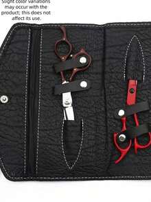 Multifunctional Hairdressing Tool, 1pc Hair Scissors Storage Bag, PU Leather Hairdressing Bag, Professional Barber Tools Waist Pouch, Salon Scissors Organizer Bag - Black - View 12