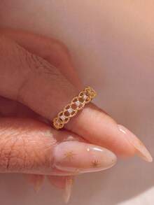 1pc High Gloss Asymmetric Geometric Thin Band Ring For Women, Wedding Ring, Promise Ring, Eternity Ring, Exquisite Jewelry Gift - Vintage Style Ring - View 4