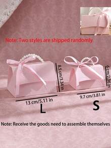1/5/10Pcs Faux Pearl Decorative Gift Bags, Minimalist Party Packaging Bags, Pink Gift Bags With Handles, Paper Gift Boxes With Pearl Handles Decoration, Suitable For Valentine's Day And Wedding Gifts,Embossed Flower Boxes For Mini Packaging Bags - Pink - View 5