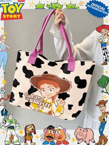 Miniso 迪士尼玩具總動員 傑西「Call Me Sheriff」帆布托特包，牛紋手柄單肩包，適合日常使用 - 粉色 - 查看 3