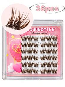 36pcs Brown Natural Cat Eye Cluster False Eyelashes, Self-Adhesive Single Lash Without Glue, Glue-Free Bright Cluster Eyelashes, Suitable For Daily Makeup - View 6