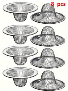 2/4/5/8pcs Stainless Steel Drain Protector, Multi-Function Hair Catcher Filter, Rust-Proof And Easy To Clean, Suitable For Bathroom Hygiene - Multicolor - View 2