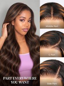 ARABELLA Highlight #30 Color 13x4 Transparent Lace Front Wig Body Wave 100% Human Hair 150% / 180% Density Options Invisible Knots Pre Plucked Natural Hairline For Women Beginner Friendly - Multicolor - View 8
