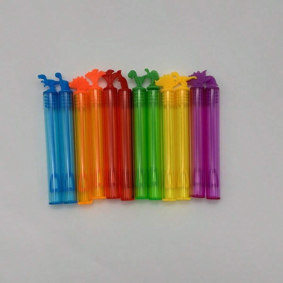 somoving 6/12pcs Colorful Bubble Wand Set, Dinosaur Shaped, Suitable For Birthday, Wedding, Party Decoration, Fun Party Supplies, Random Style - Multicolor - View 1