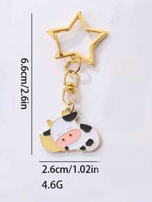 1/4pcs Cute Cow Keychain, Star-Shaped Buckle Design, Colorful Bag Pendant Charm, Suitable For Handbags, Backpacks, Keys And Zipper Decoration, Christmas Holiday Small Gift - Quantity - View 20