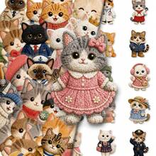 50Pcs Cute Cat Aesthetic Stickers, Fluffy Dress-Up Kitten Character Stickers, Easy To Apply And Remove, PET Waterproof Self-Adhesive Stickers For Journals, Planners, Laptops, Water Bottles, Suitcases And Bumpers School Supplies - Multicolor - View 2