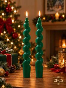 Set Lilin Berbentuk Pohon Natal, Lilin Kerucut Berbentuk Pohon Hijau, Lilin Pilar Berpilin, Lilin Dekoratif Lilin Kedelai, Cocok untuk Dekorasi Rumah Natal, Dekorasi Meja, Pengaturan Pesta Liburan, Pemberian Hadiah - hijau - View 11