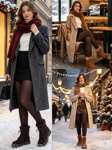 1 Pair Women's Thermal Lined Warm Leggings, Deep Coffee Color Elastic Comfortable Soft Tights For Autumn/Winter, Halloween Christmas Party Holiday Commute Home Social Gift, Suitable For 5-15℃ - Chocolate Brown - View 5
