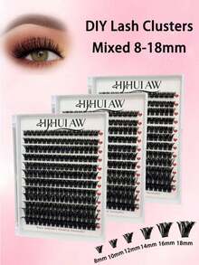 Hjhuiaw Arge Capacity Lash Clusters 8-18mm Mix Length, D Curl Wispy Individual Cluster Lashes, DIY Eyelash Extension Segmented False Lashes - C - View 3
