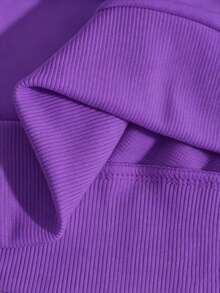 Women's Loose Fit Knitted Fabric Sweatshirt,Purple Drop Shoulder Long Sleeve Round Neck Pullover For Everyday Comfort,Autumn Winte Y2K Street Outings - Purple - View 8
