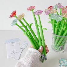 Cartoon Girl Heart Style Realistic Rose Flower Neutral Pen, Replaceable Refill, Journaling Pen, Christmas Valentine's Day Student Gift Pen - A - View 2