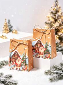 10pcs/50pcs/Pack Party Gift Boxes Christmas New Paper Boxes Christmas Candy Boxes Cookie Boxes Dessert Boxes Party Gift Paper Boxes Decorative Christmas Atmosphere Boxes - View 6