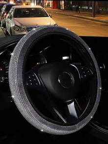 MEIKAXIU Rhinestone Blingbling Short Plush Steering Wheel Cover Without Inner Ring, Suitable For 38cm(15in) Car Decoration, For Women - Rhinestone-studded, No Inner Ring - View 17