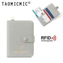 RFID Blocking Passport Holder PU Travel Document Wallet With Detachable Lanyard Multi Slots Holds 2 Passports Cards SIM Cards & Boarding Ticket - Multicolor - View 12